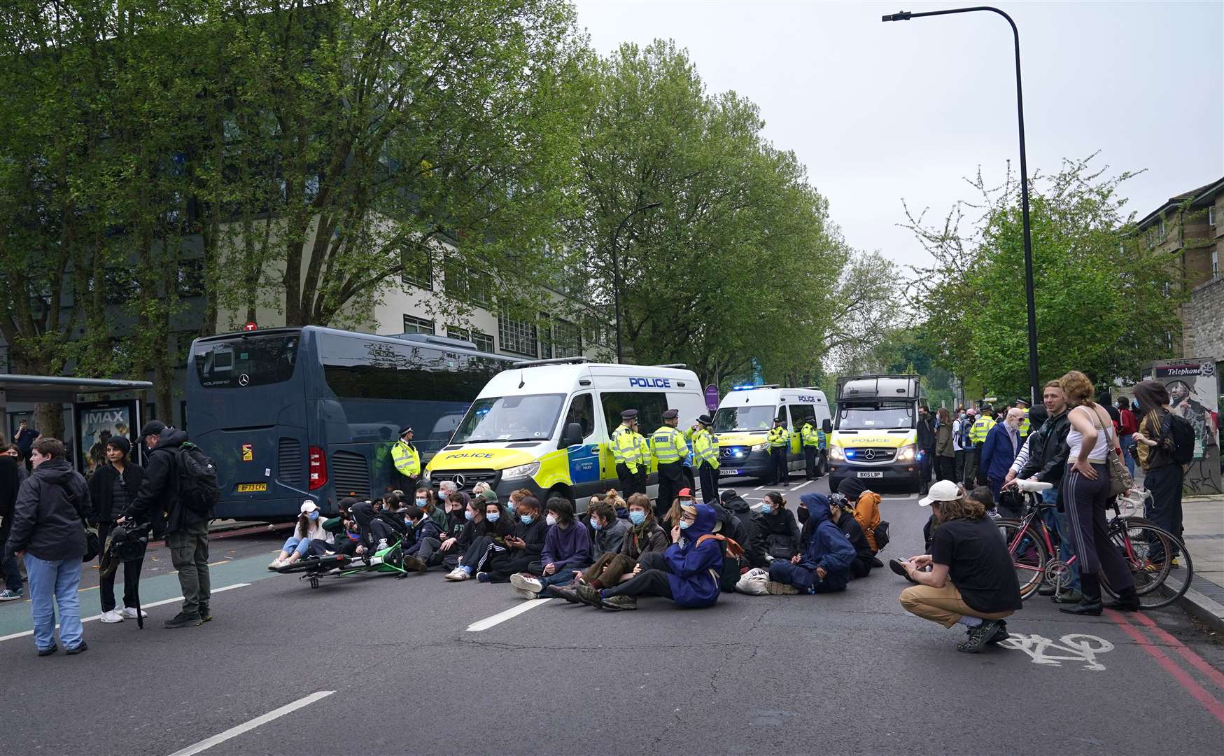 Protesters blocked the road (Yui Mok/PA)