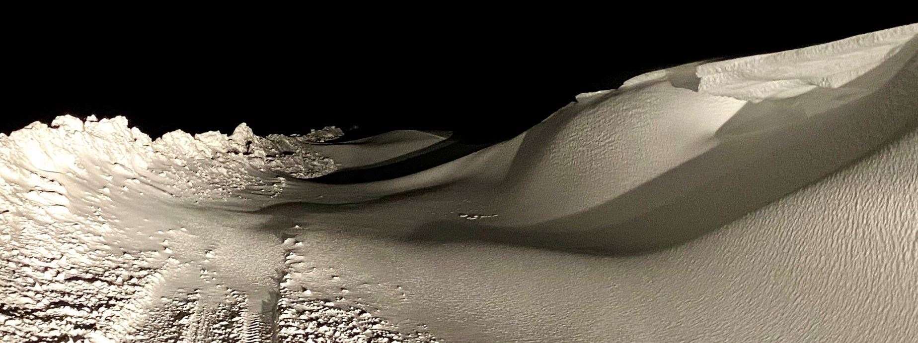The snow took on a lunar lanscape look near Lumsden on Sunday.