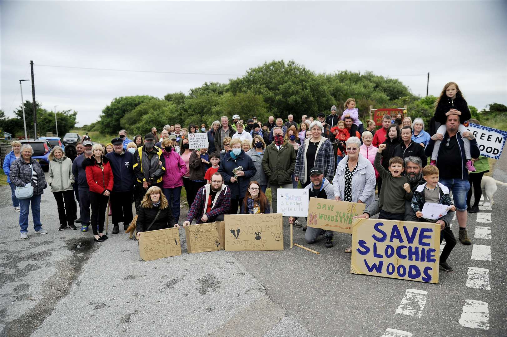 Save Slochy Woods protestors at the site in July 2021. Picture: Becky Saunderson