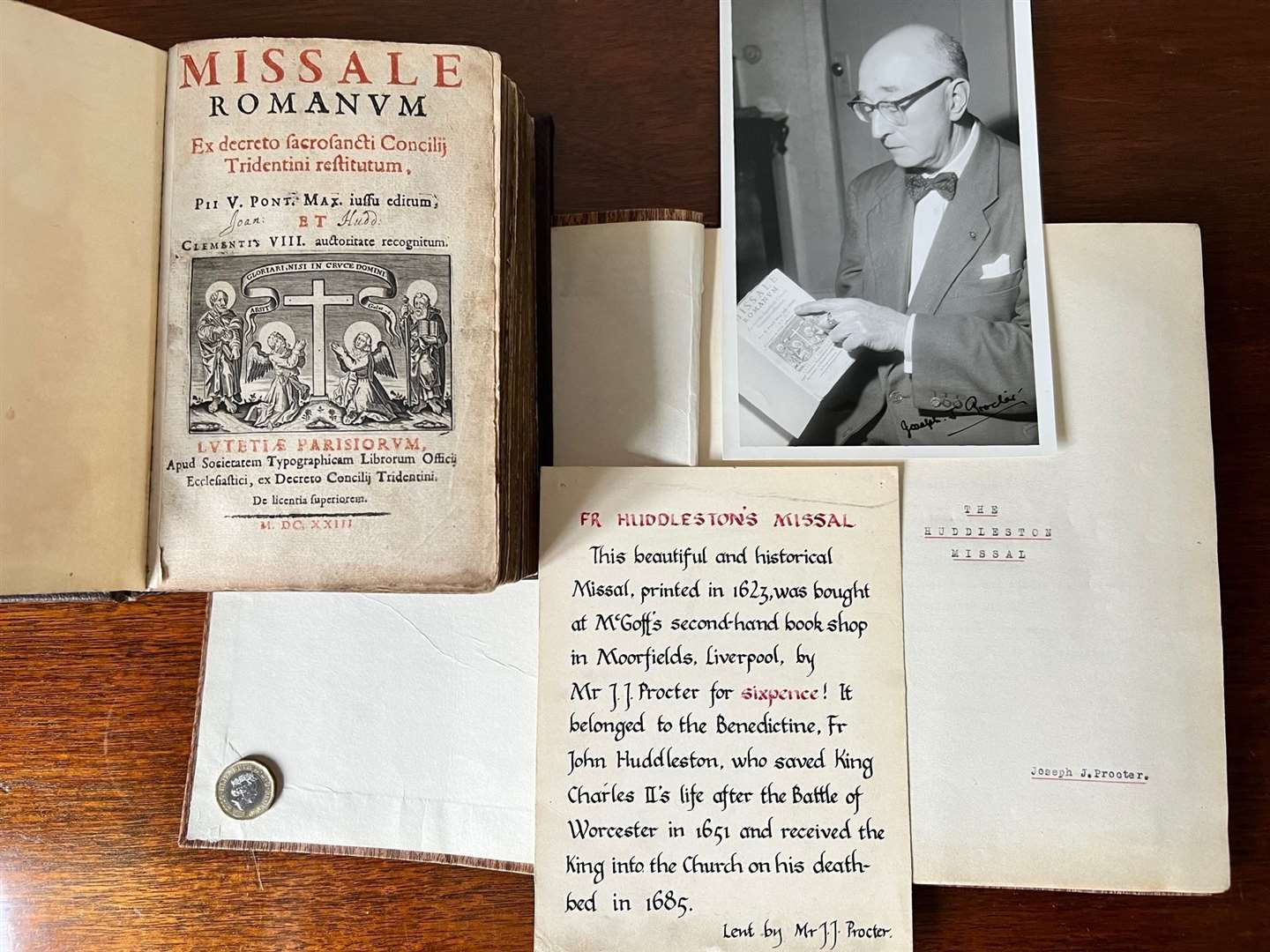 Undated handout photo issued by Cato Crane Auctioneers of Father John Huddleston’s bible is set to fetch thousands at auction later this month in Liverpool (John Crane/Cato Crane Auctioneers)