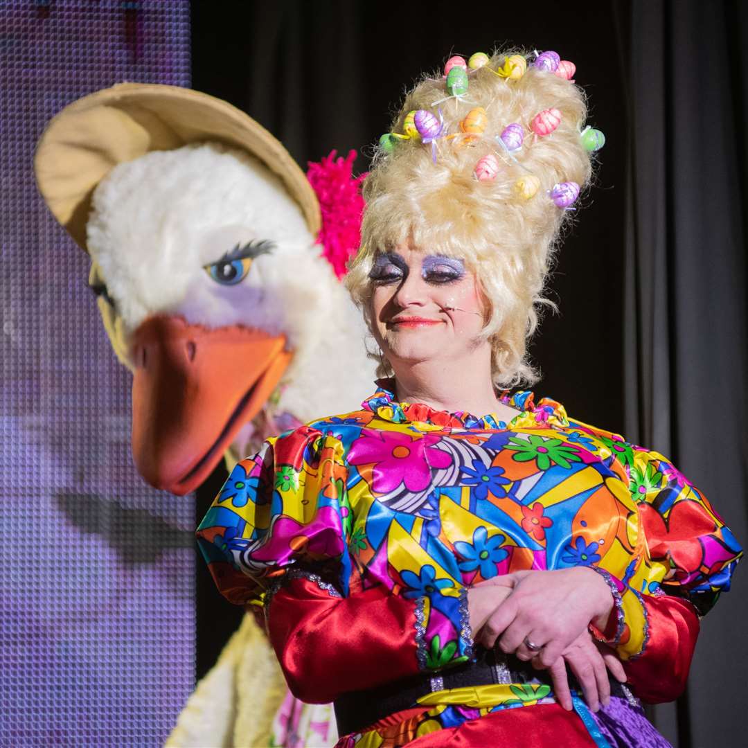 Eileen (Jay Farley), Mother Goose (Kevin Oakes) and the rest of the cast will be taking to the stage later this evening for the first of four performances of the classic tale. Picture: Daniel Forsyth