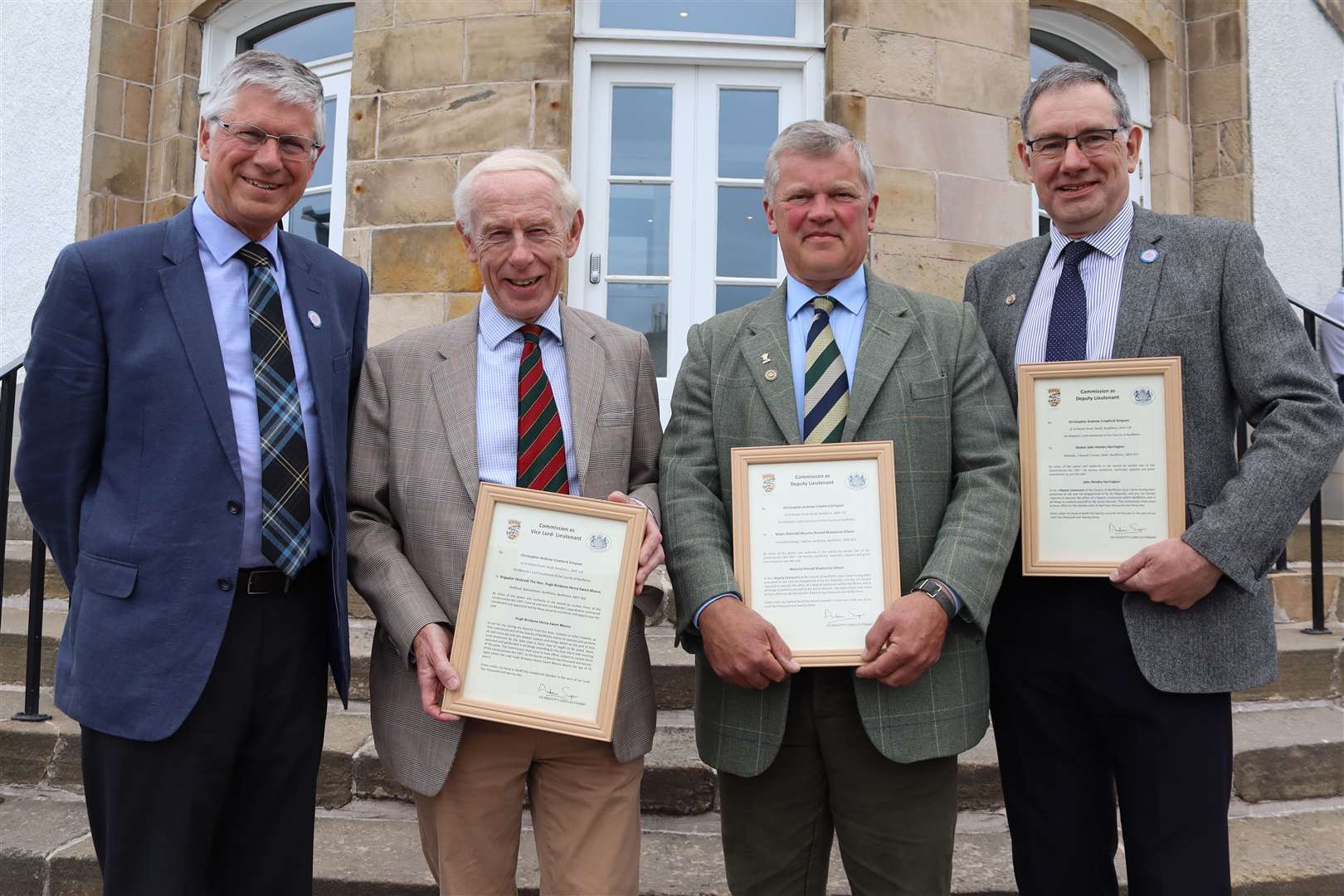 From left to right: Lord lieutenant of Banffshire Andrew Simpson, Hugh Monro, Maurice Gibson, John Harrington