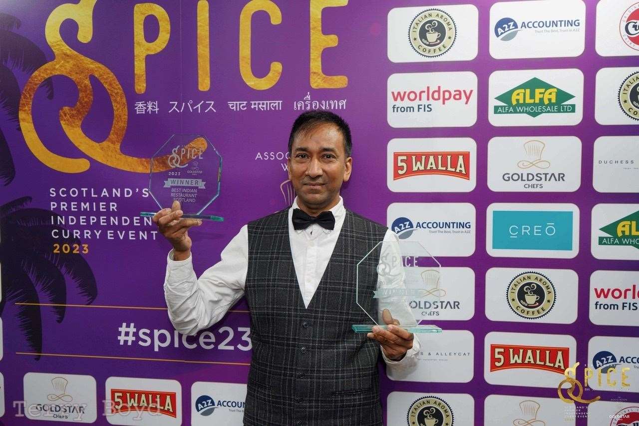 Spice of India founder Syed Muthakim with the awards.