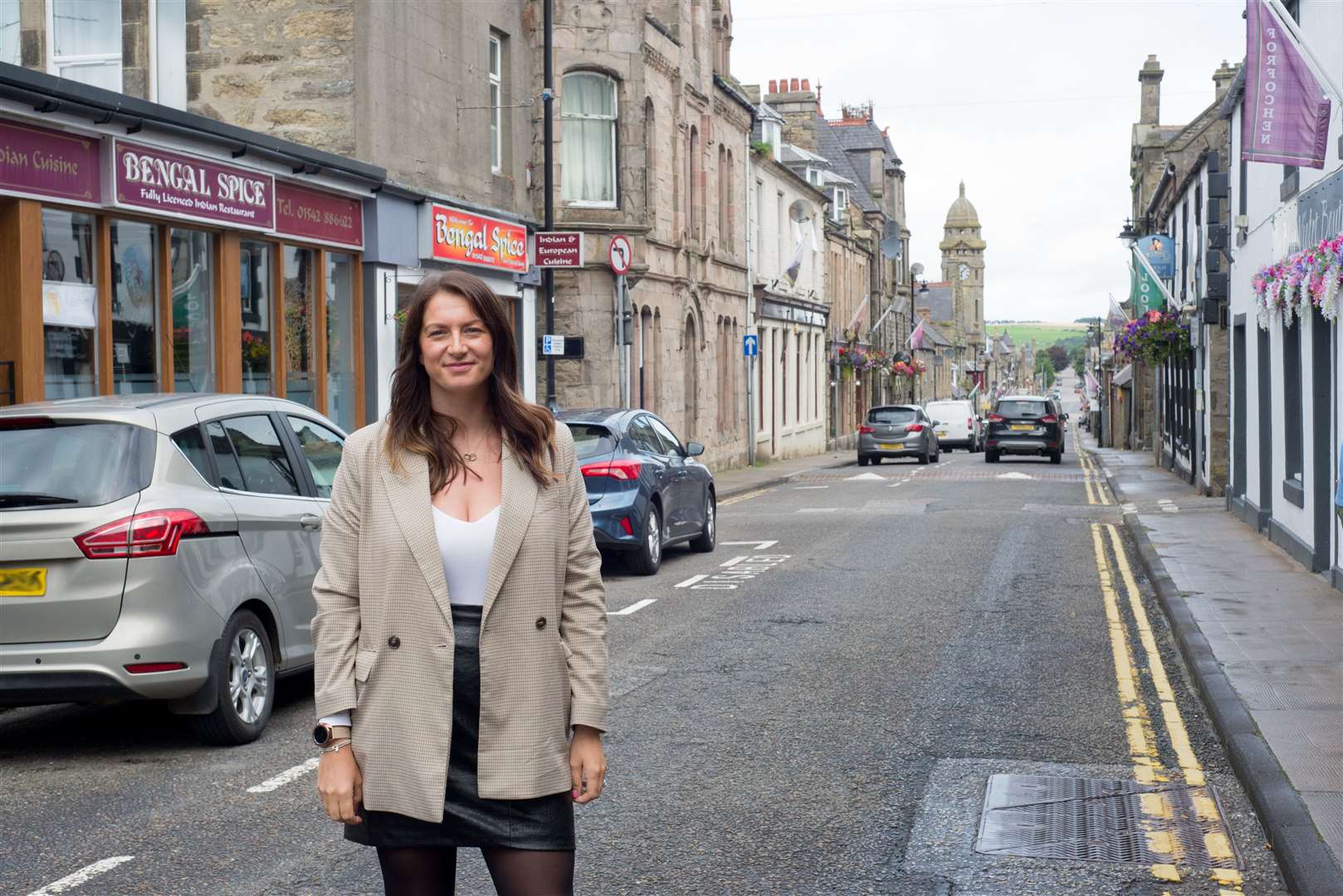 Moray Chamber of Commerce CEO Sarah Medcraf on Mid Street in Keith.