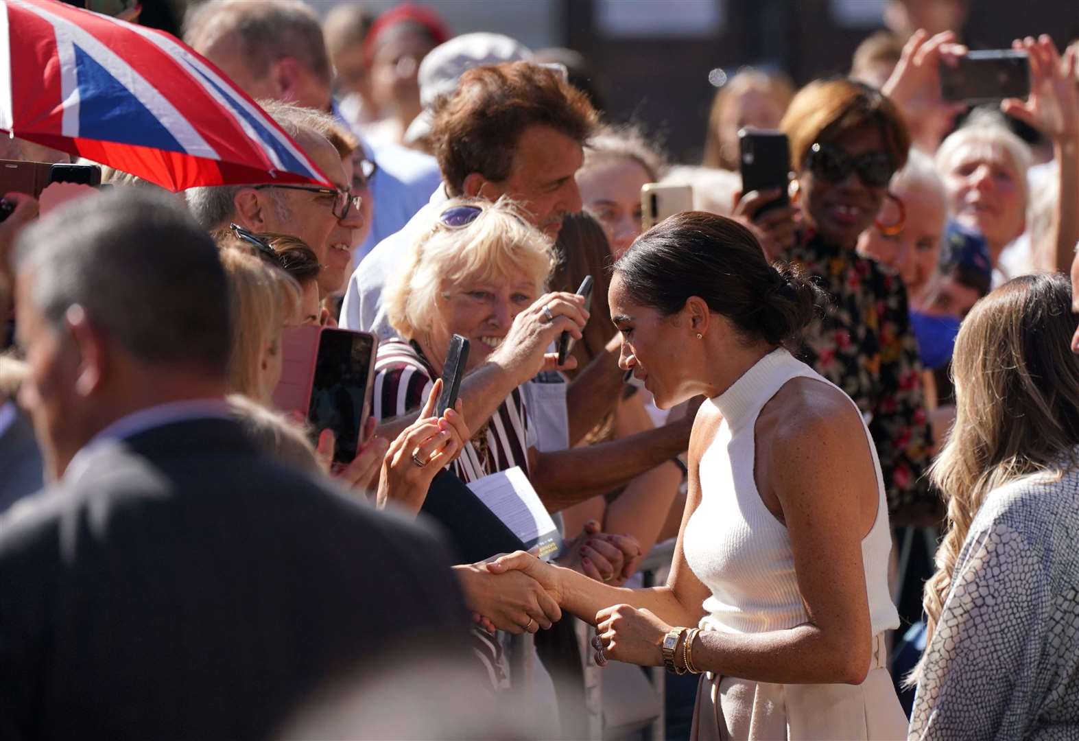 The Duchess of Sussex meets well-wishers (Joe Giddens/PA)