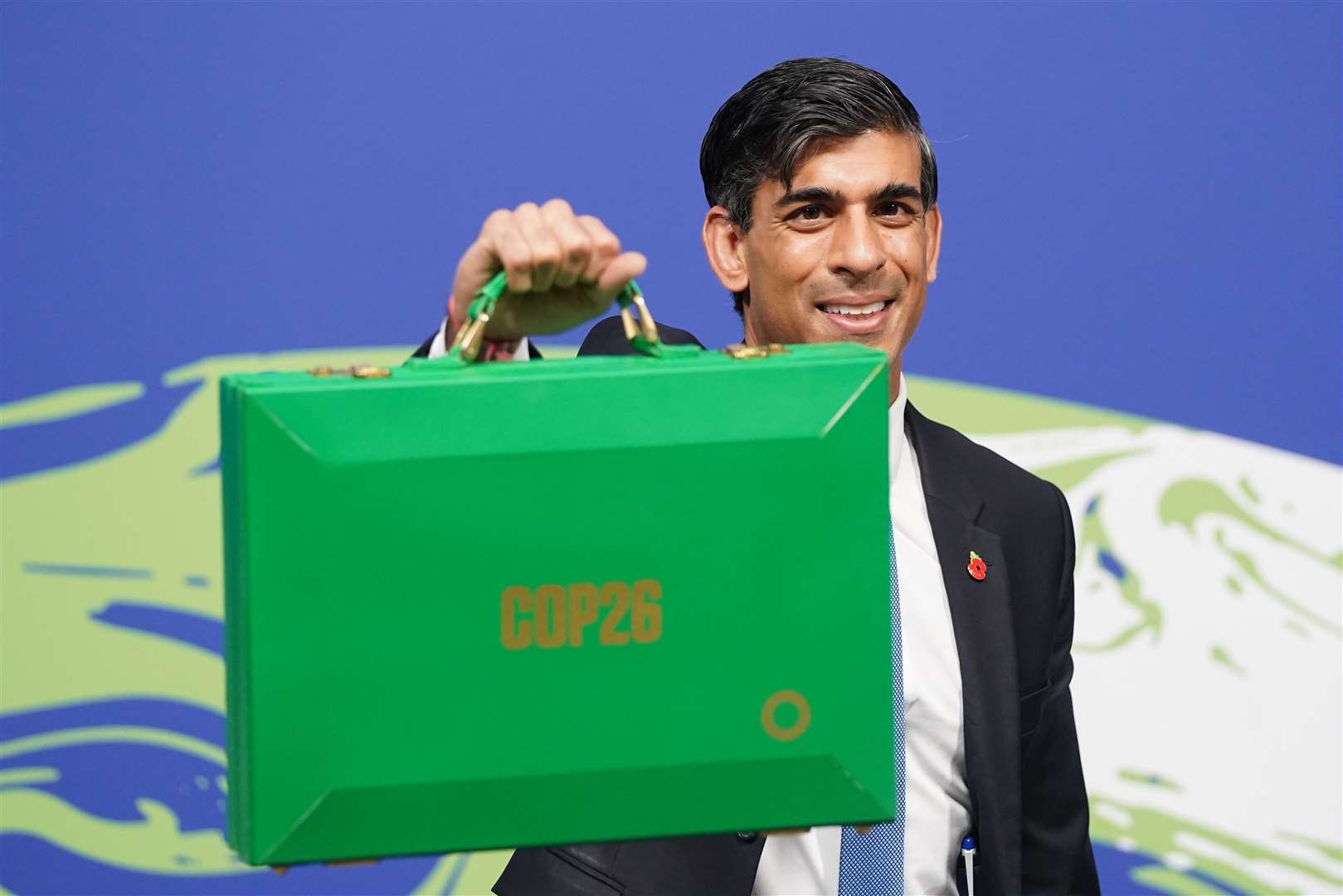 Rishi Sunak backed green finance plans as chancellor at Cop26 in Glasgow, but his commitment to climate action has been questioned since he became Prime Minister (Stefan Rousseau/PA)