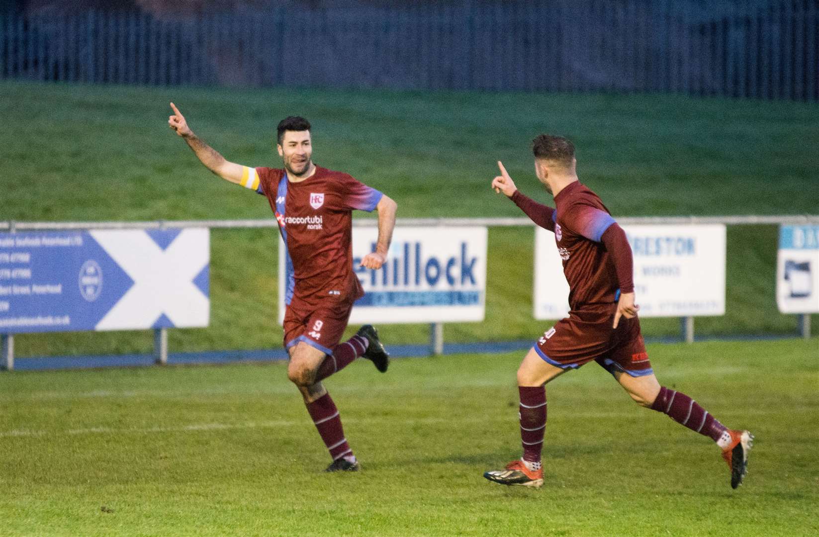 Cammy Keith celebrates making it 3-0 to Keith on the stroke of half-time. Picture: Becky Saunderson