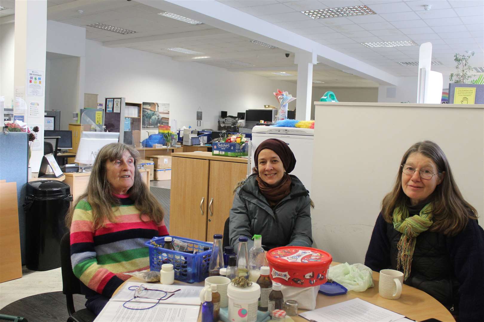Author and herbalist Fairley Taylor (left) with two students Milena Skaloudova and Shona McLean at a lotions and potions session at Grampian Opportunities premises, West High Street, Inverurie at the weekend. Picture: Griselda McGregor