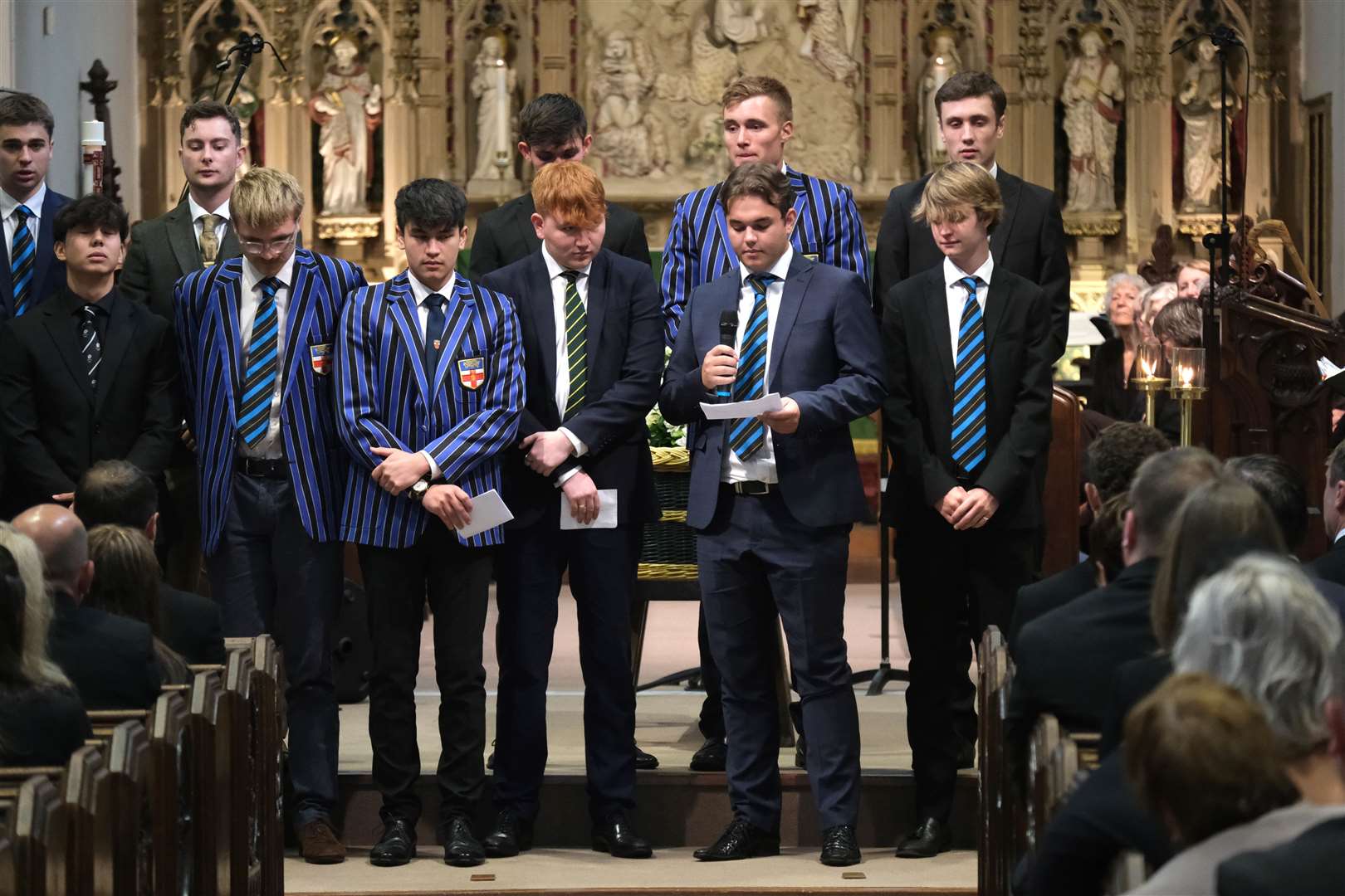 Students from Taunton School paid tribute to their friend (Matt Keeble/PA)