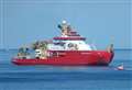 Polar research vessel RRS Sir David Attenborough anchors off Banff coast