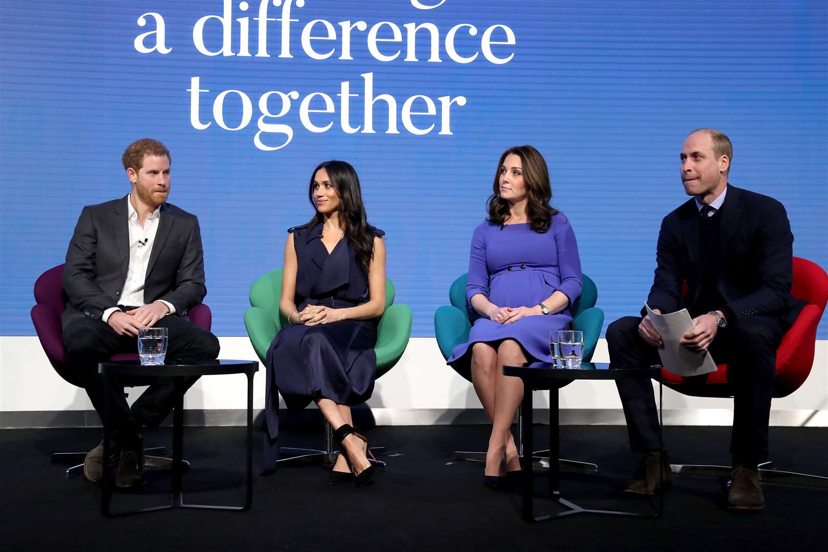 Harry, Meghan, Kate and William during a Royal Foundation Forum event but behind the scenes the Sussexes were having issues (Chris Jackson/PA)