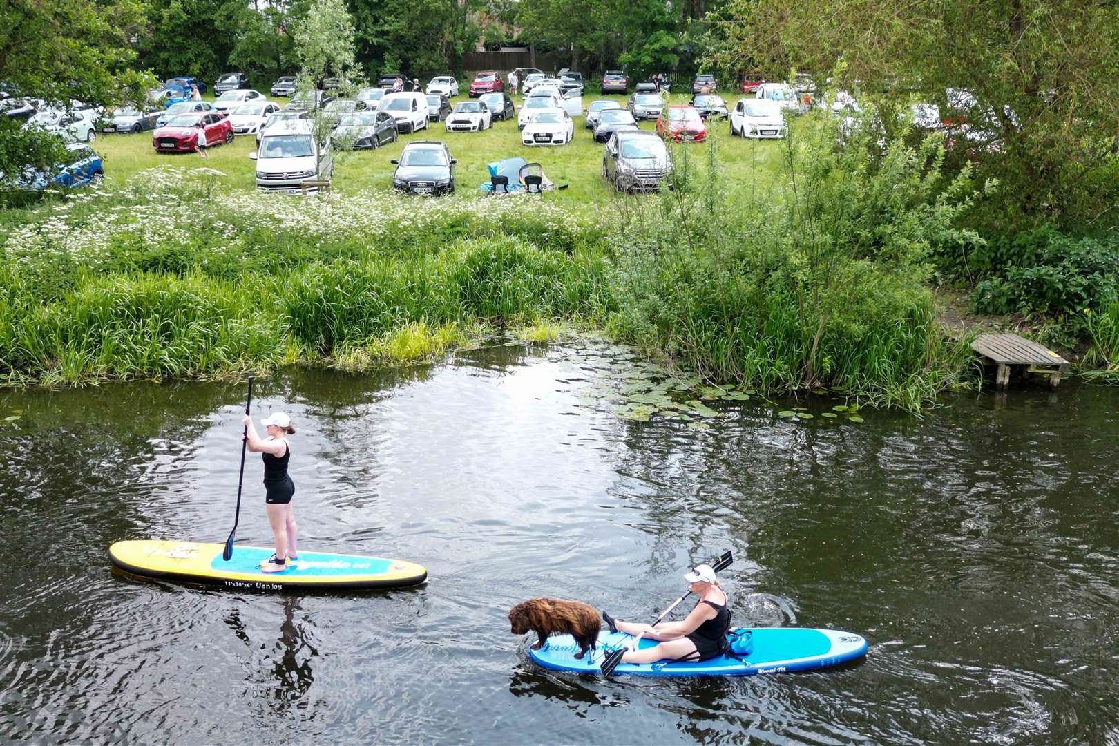 People paddle boarding in Warwick on Sunday (Jacob King/PA)