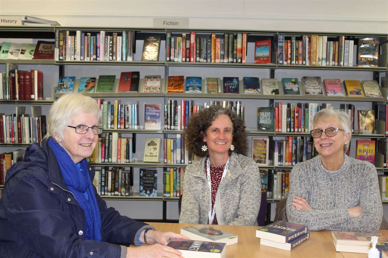 Kemnay Library Book Group members Margaret Basley (left) and Karen Simpson with senior library administrator Michelle Meyer (centre). Picture: Griselda McGregor