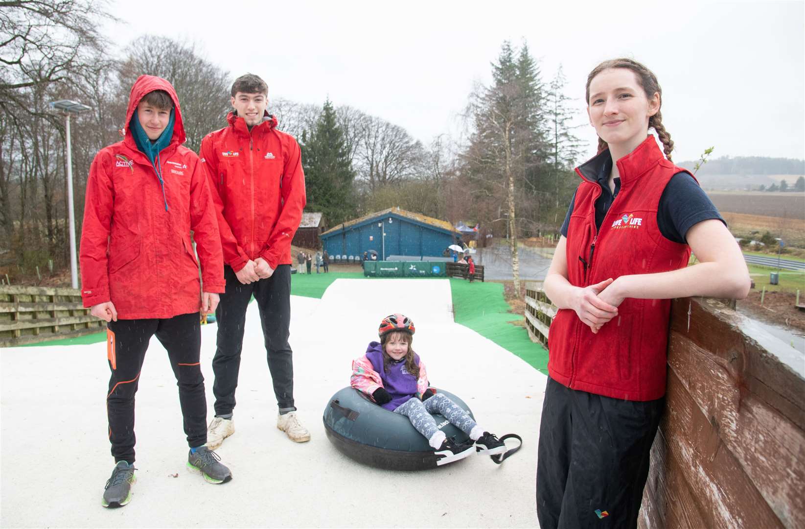 From left: Jack Somerset, Cameron Cruickshank, Arianna McCafferty and Lily Kamp.Opening of the newly revamped Huntly Nordic and Outdoor Centre ski slope.Picture: Daniel Forsyth.