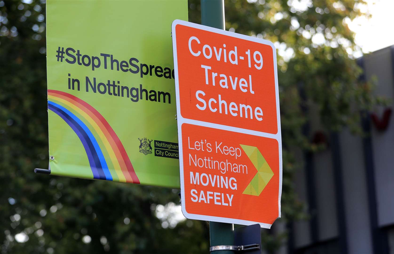 A Stop the Spread sign in Nottingham, which has seen 1,654 new cases in the seven days to October 4 (Mike Egerton/PA)