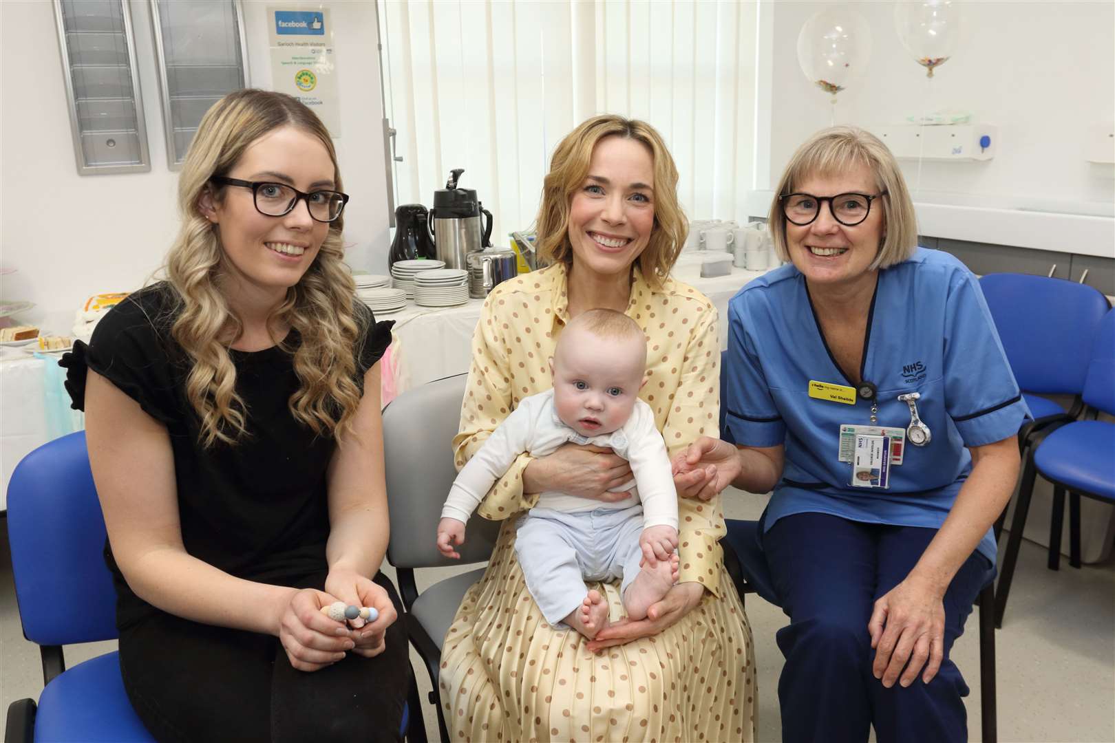 Mum Debbie Strachan with son Innis Norrie, Laura Main and midwife Val Shields.