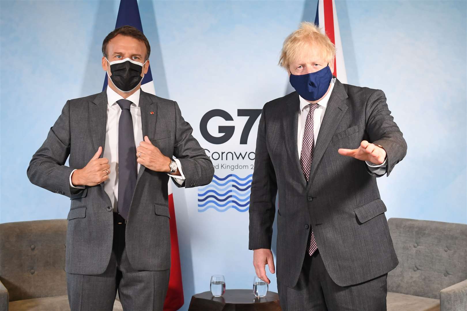 Boris Johnson and Emmanuel Macron held talks at the G7 summit (Stefan Rousseau/PA)