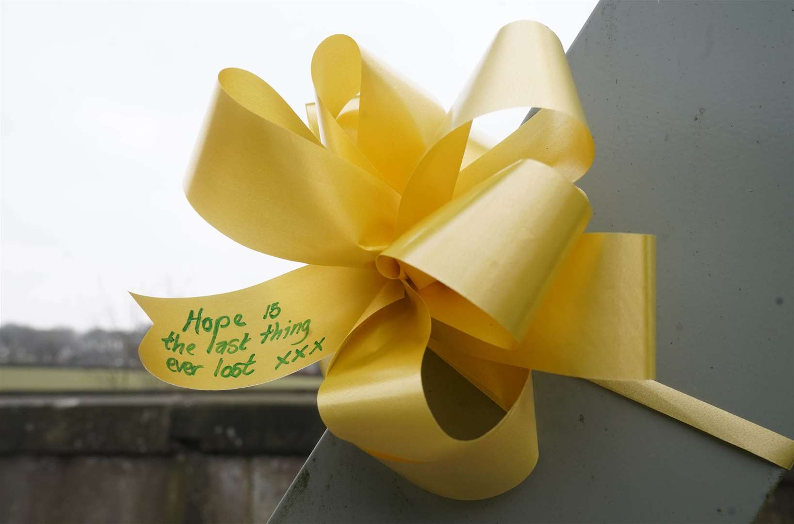 Yellow ribbons were tied to a bridge near the scene (Danny Lawson)