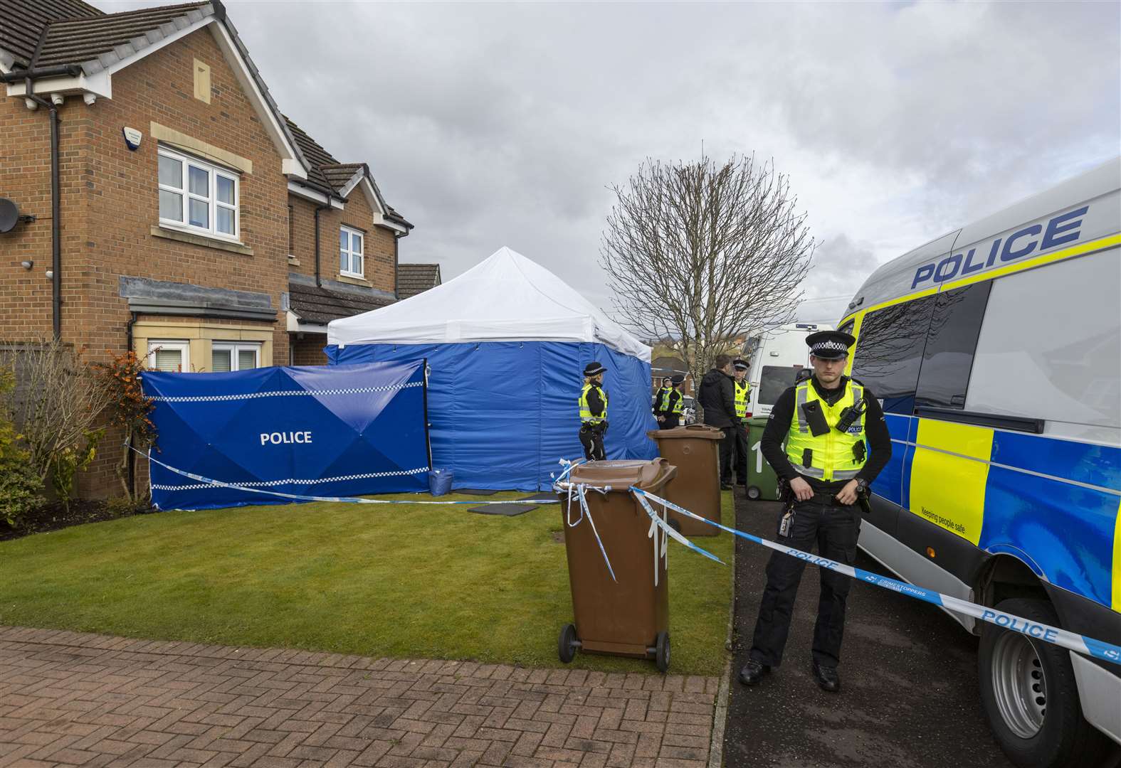 Police officers continued the search of the home on Thursday (Robert Perry/PA)