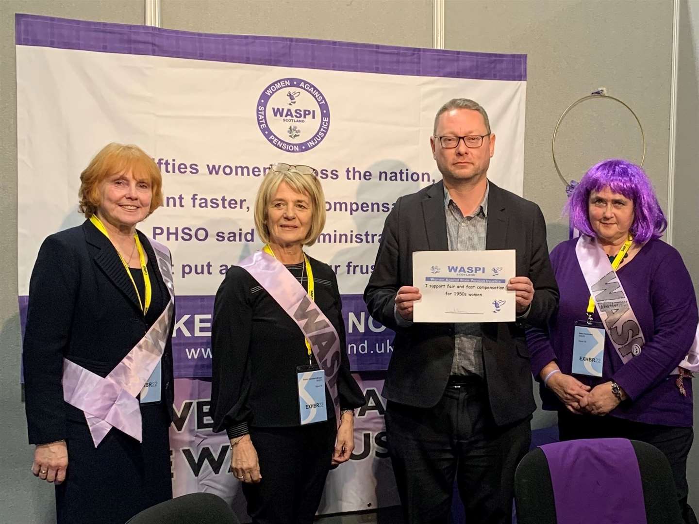 Richard Thomson MP with campaigners at a previous WASPI meeting at Westminster
