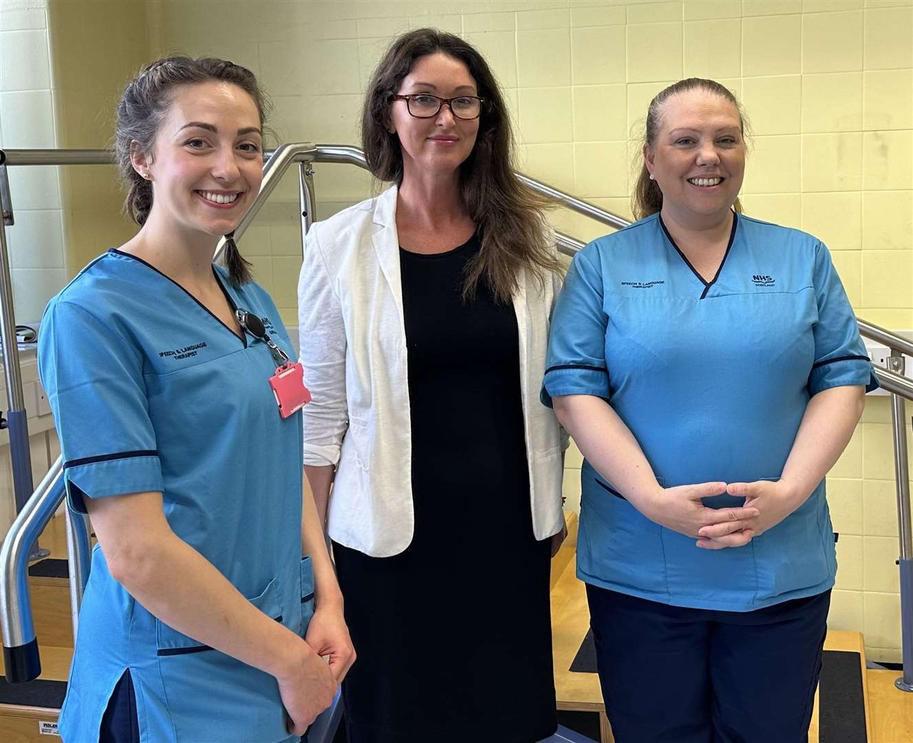 NHS Grampian innovators Rachel Allanach (left) and Clare Tarr (right) with Leigh Mair.
