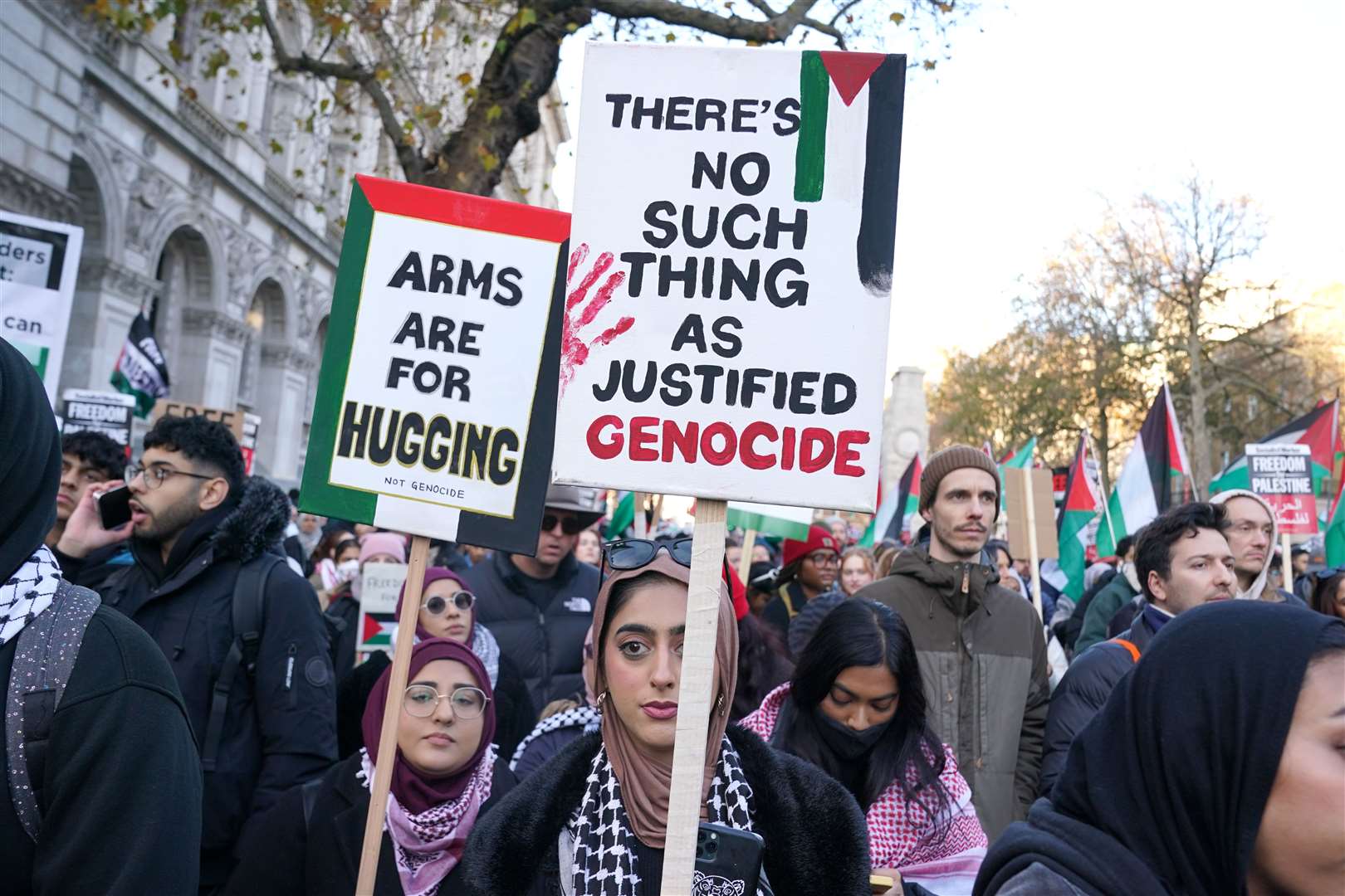 People take part in the National March for Palestine, organised by the Palestine Solidarity Campaign, in central London to call for a ceasefire (Lucy North/PA)