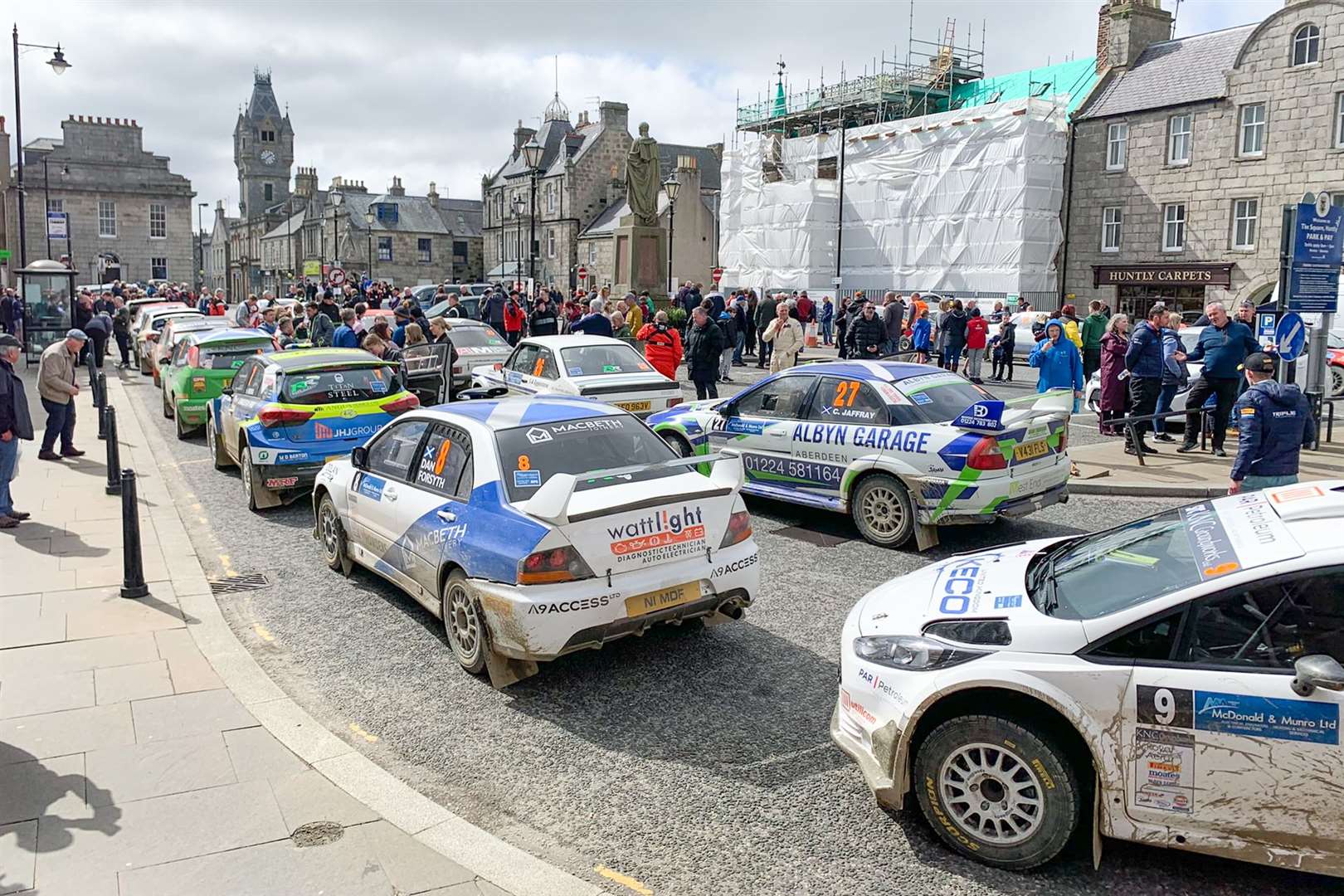 People flocked to The Square to see the rally cars. Picture: Daniel Forsyth.