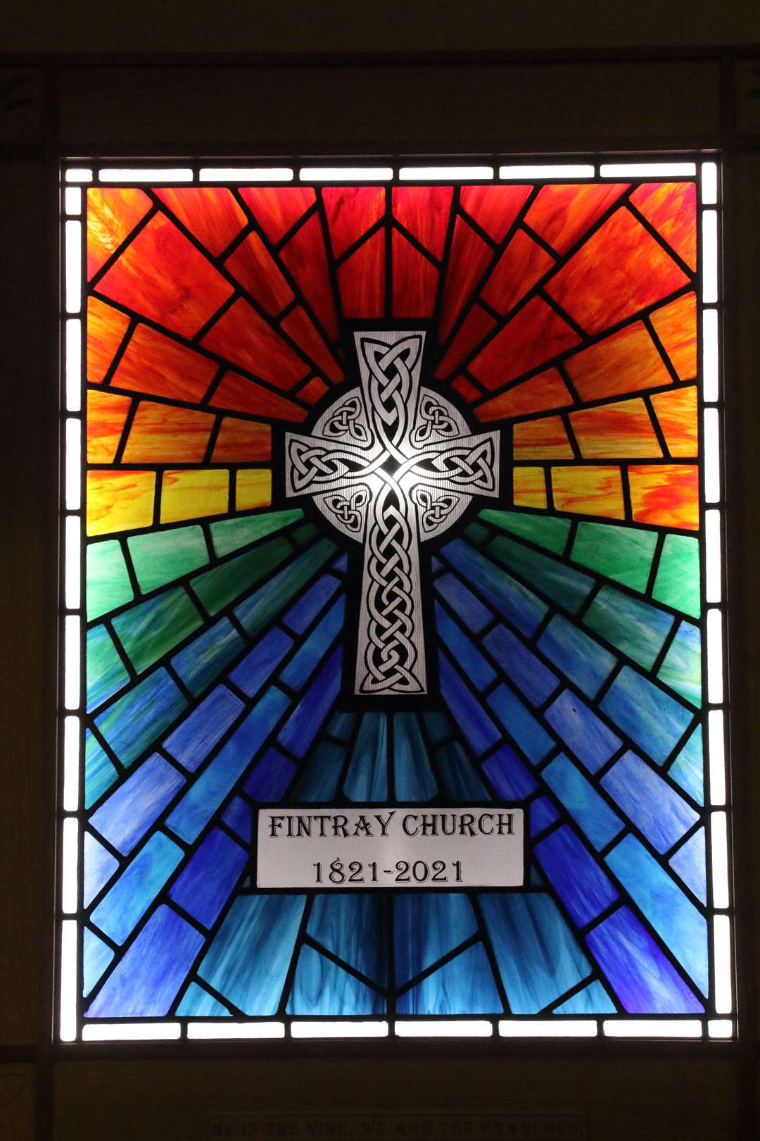 The newly created stained glass window was illumintaed for the first time at Hatton of Fintray Church. Picture: David Porter