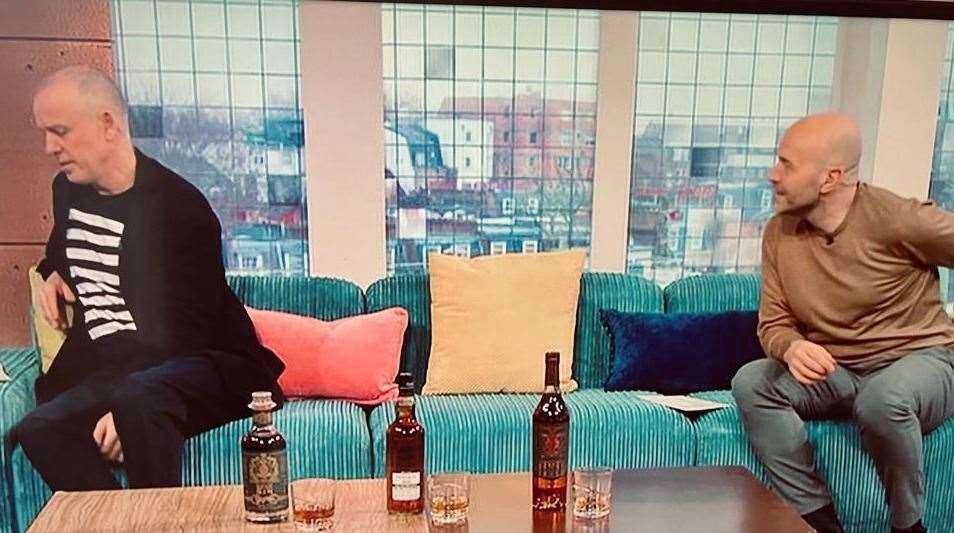 Tim Lovejoy and Simon Rimmer sampled the whisky from Huntly on Sunday Brunch.