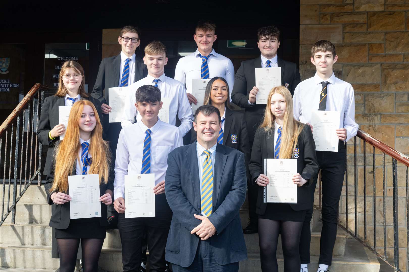 BCHS students are joined by Rector Neil Johnson in celebrating their excellent exam grades. Picture: Beth Taylor