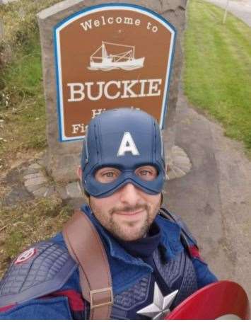 Captain America in Buckie.