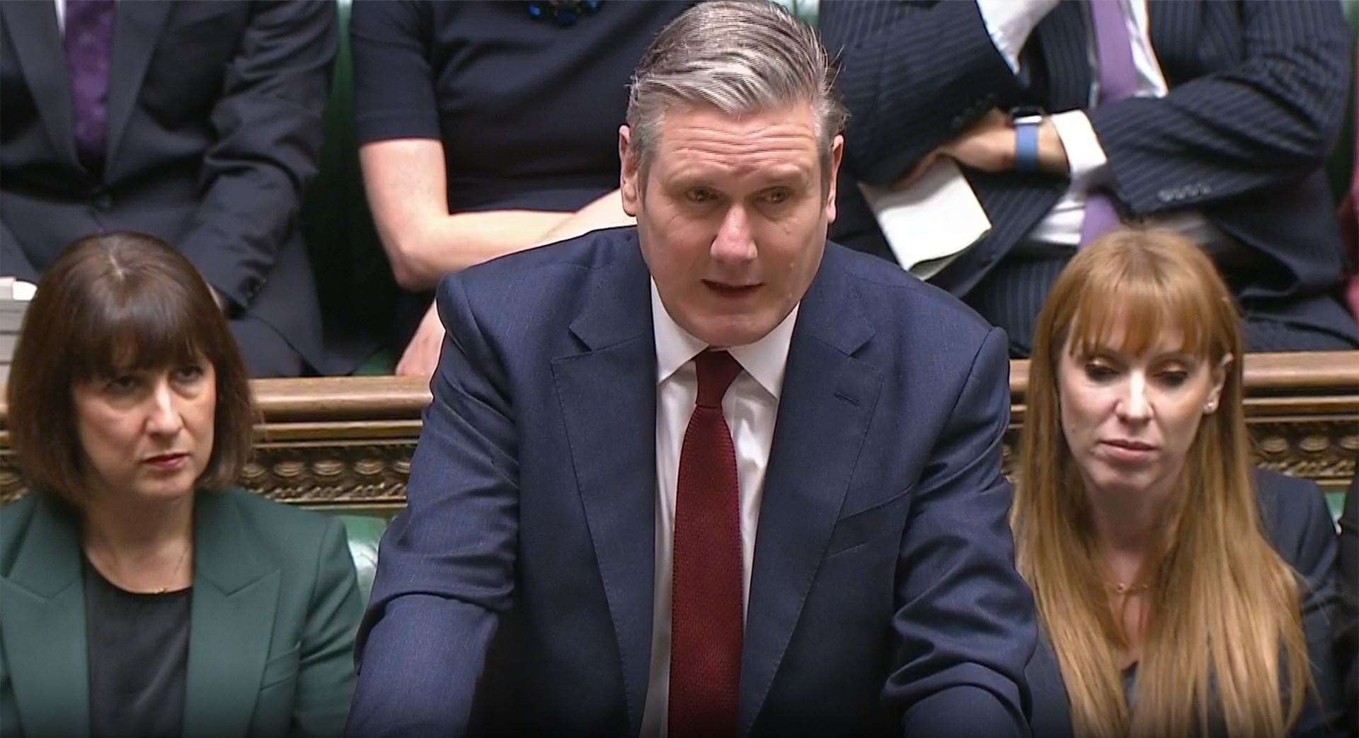 Labour leader Sir Keir Starmer questioned Rishi Sunak on the Rwanda deal during Prime Minister’s Questions on Wednesday (House of Commons/UK Parliament/PA)