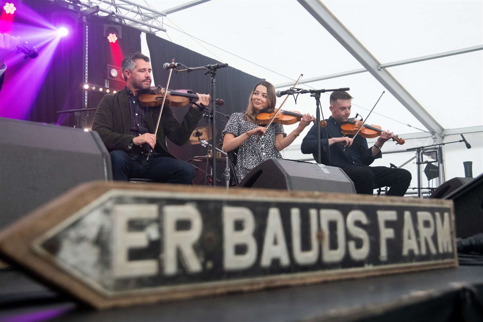 Ian Grigor, Ashleigh MacGregor and James MacGregor - part of the quintet for 'Colin Campbell and Friends'...Speyfest 2022, as the Fochabers-based music festival celebrate their 25th anniversary. ..Picture: Daniel Forsyth..