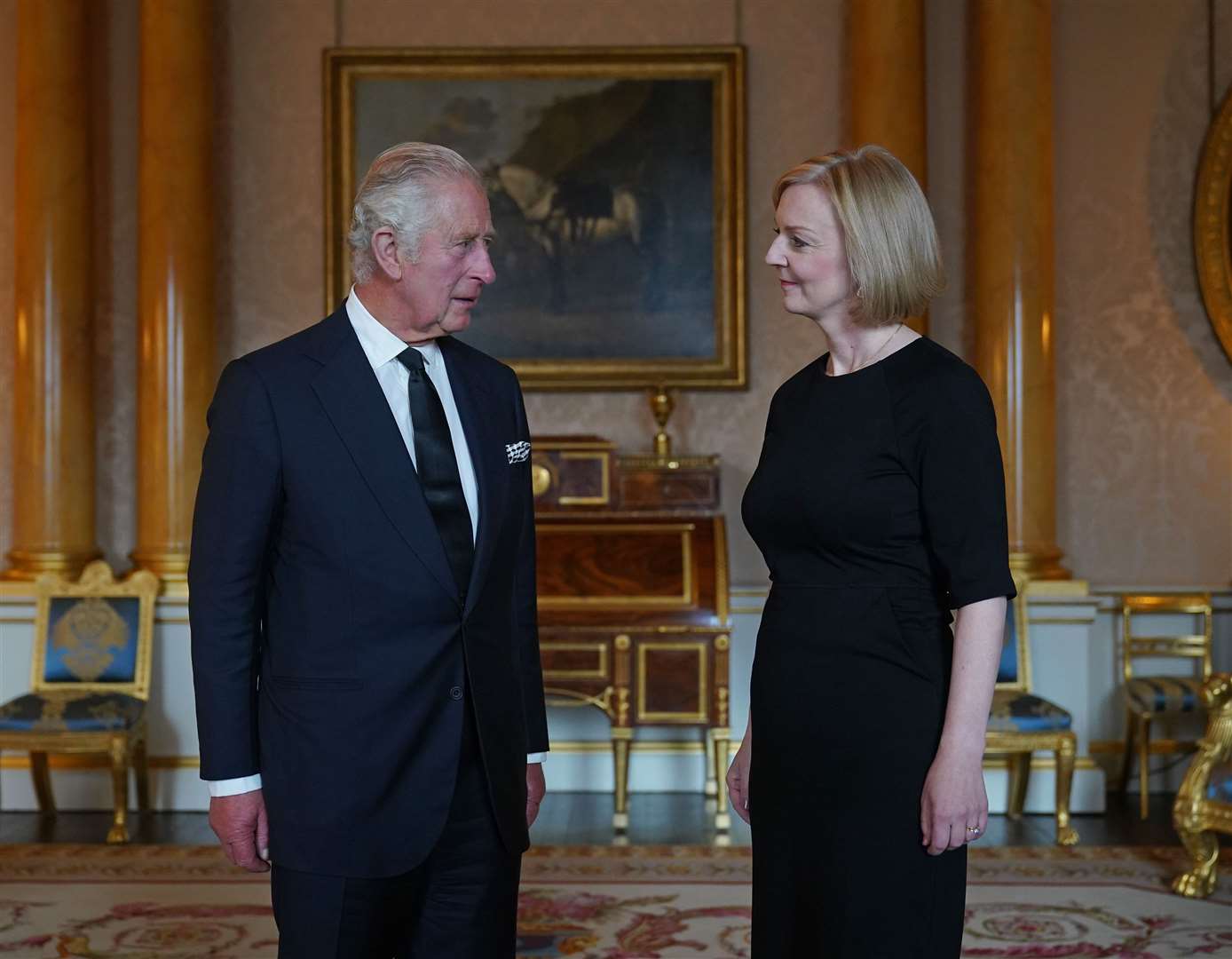 King Charles III during his first audience with Prime Minister Liz Truss (Yui Mok/PA)
