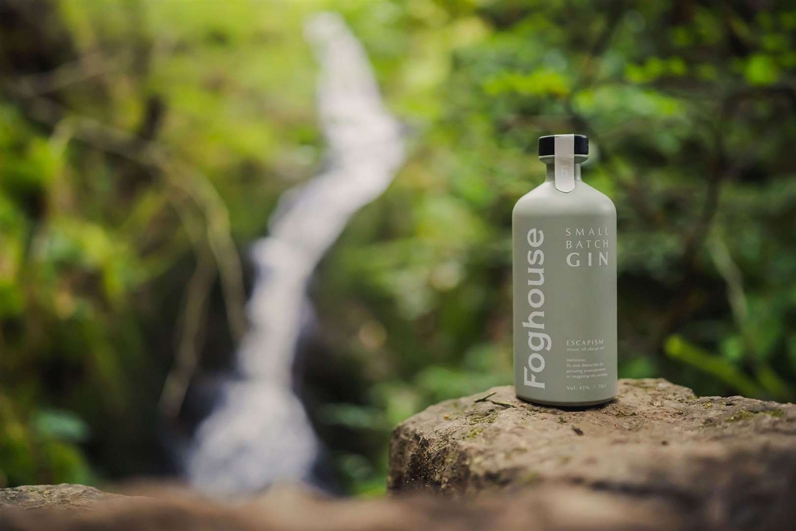 The Foghouse gin at a waterfall on Bennachie where there are examples of the shelters after which it is named.