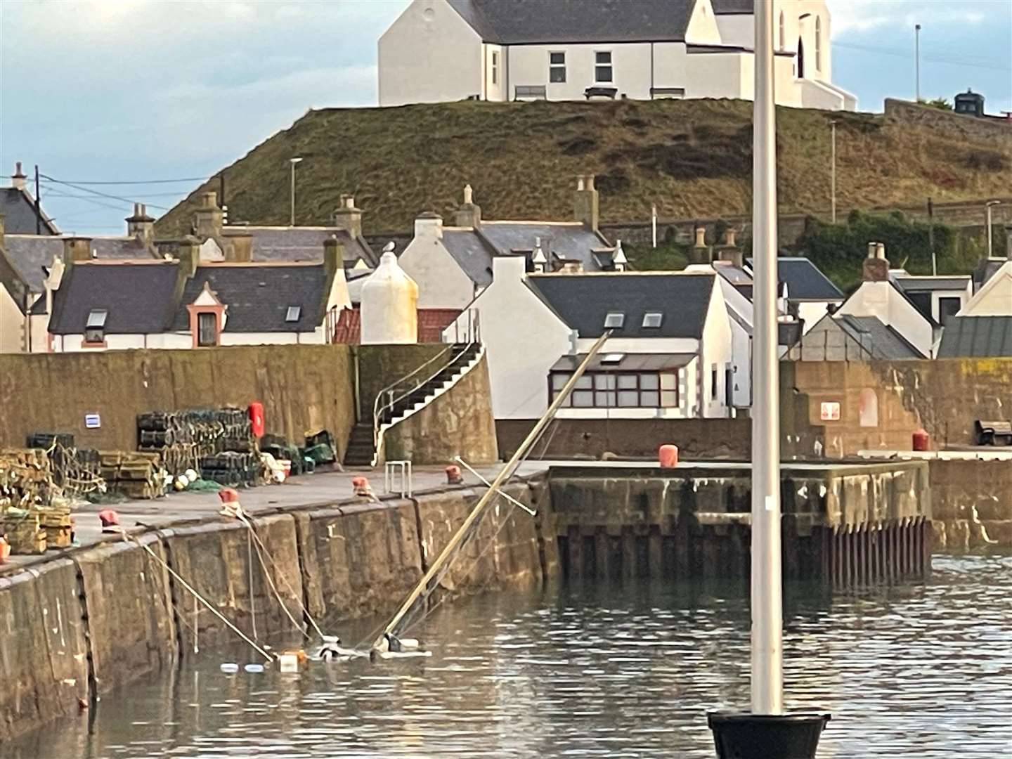 A vessel lies submerged at Findochty Harbour. Picture: Susan Begg