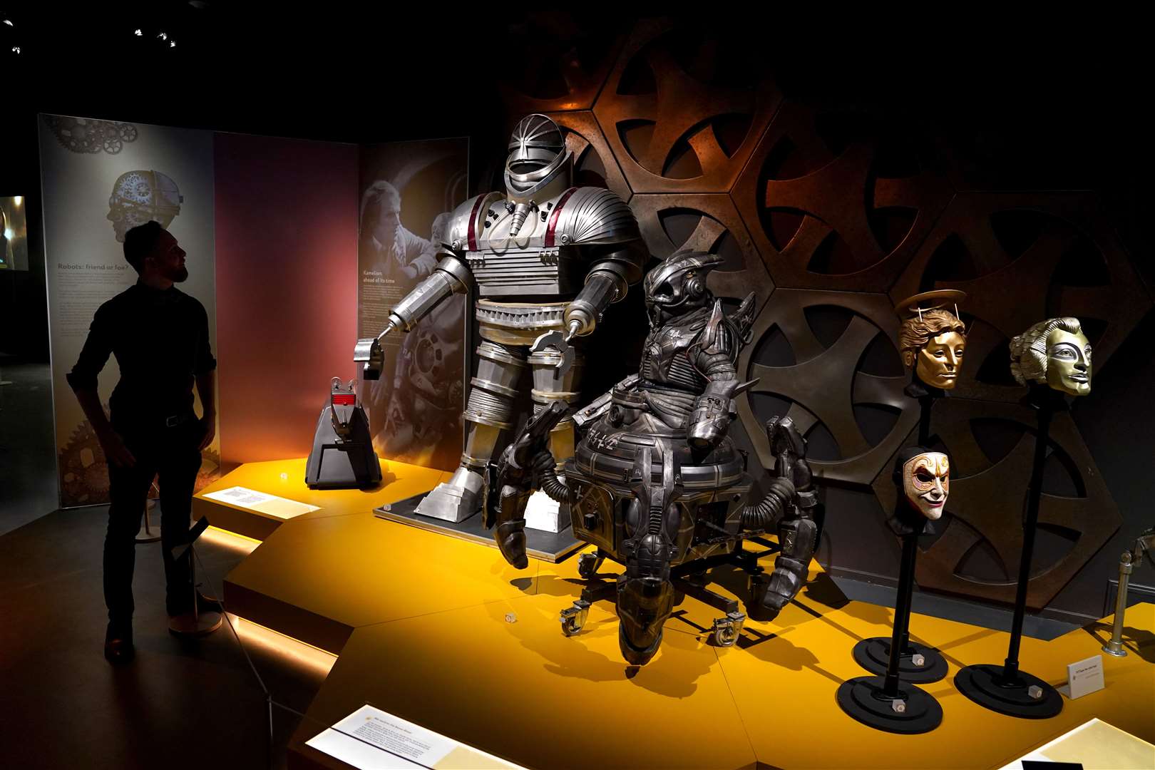 A visitor views exhibits at the Doctor Who Worlds of Wonder exhibition, at National Museum Of Scotland in Edinburgh.