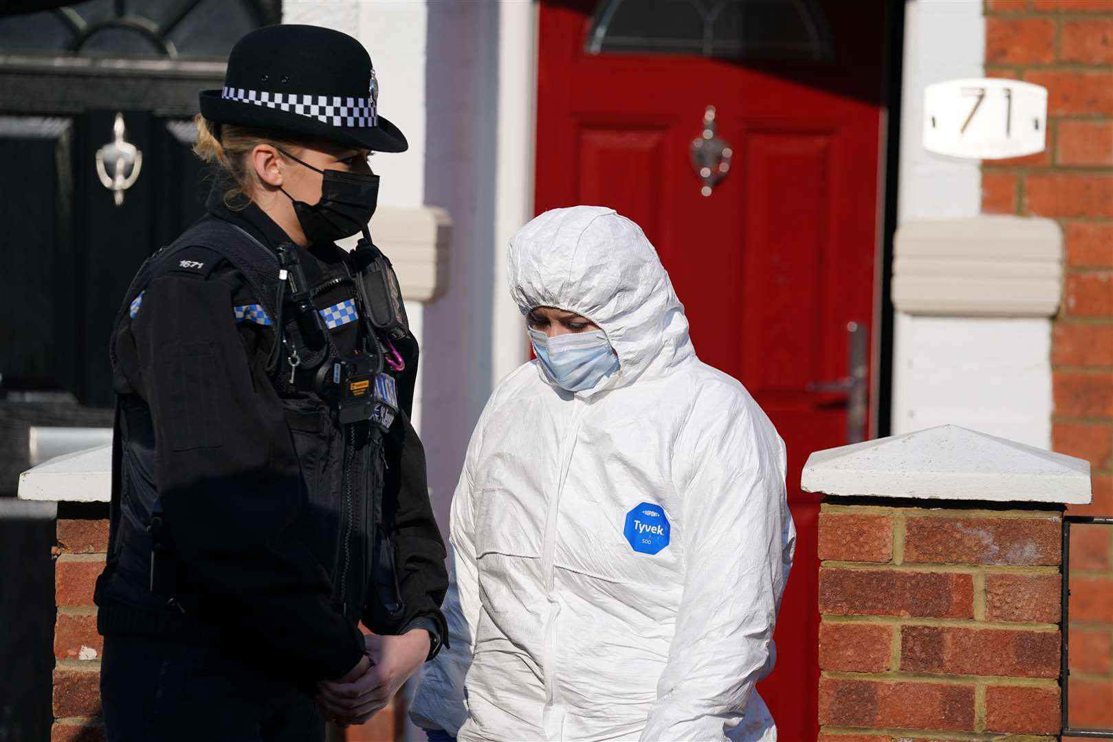 A forensic expert at the scene after Nicholas Billingham’s body was found in March last year (Jacob King/PA)