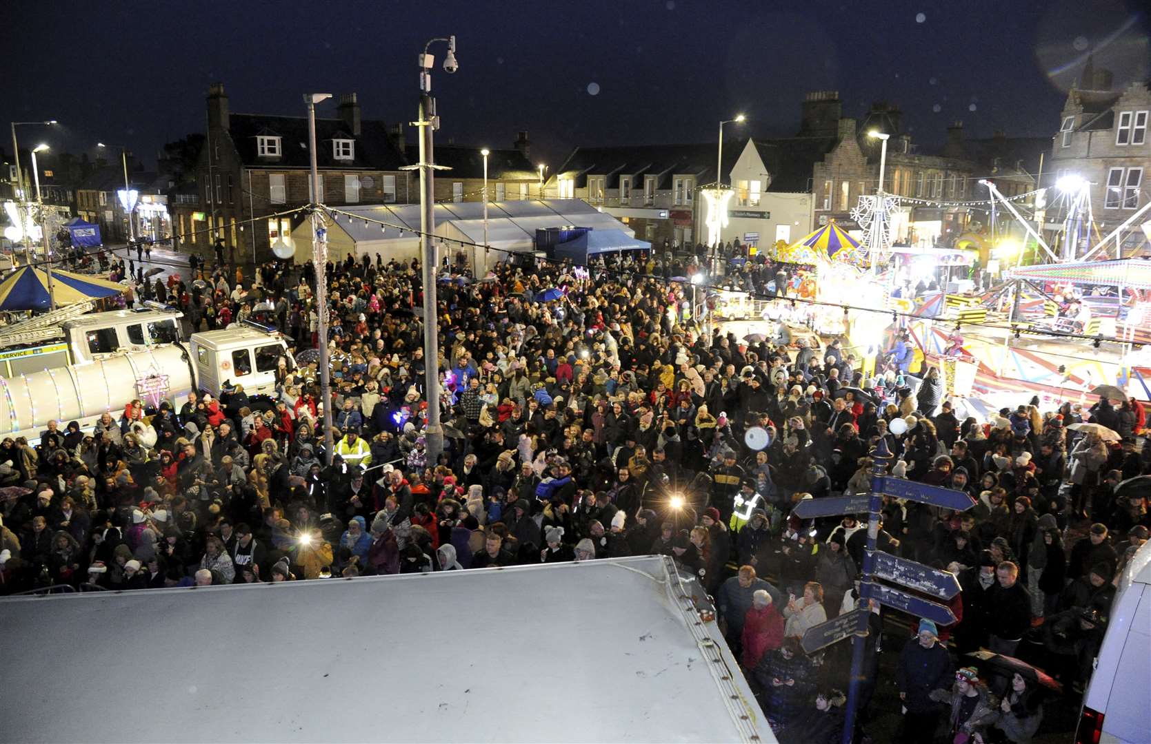 A packed Cluny Square during the Christmas lights switch on.