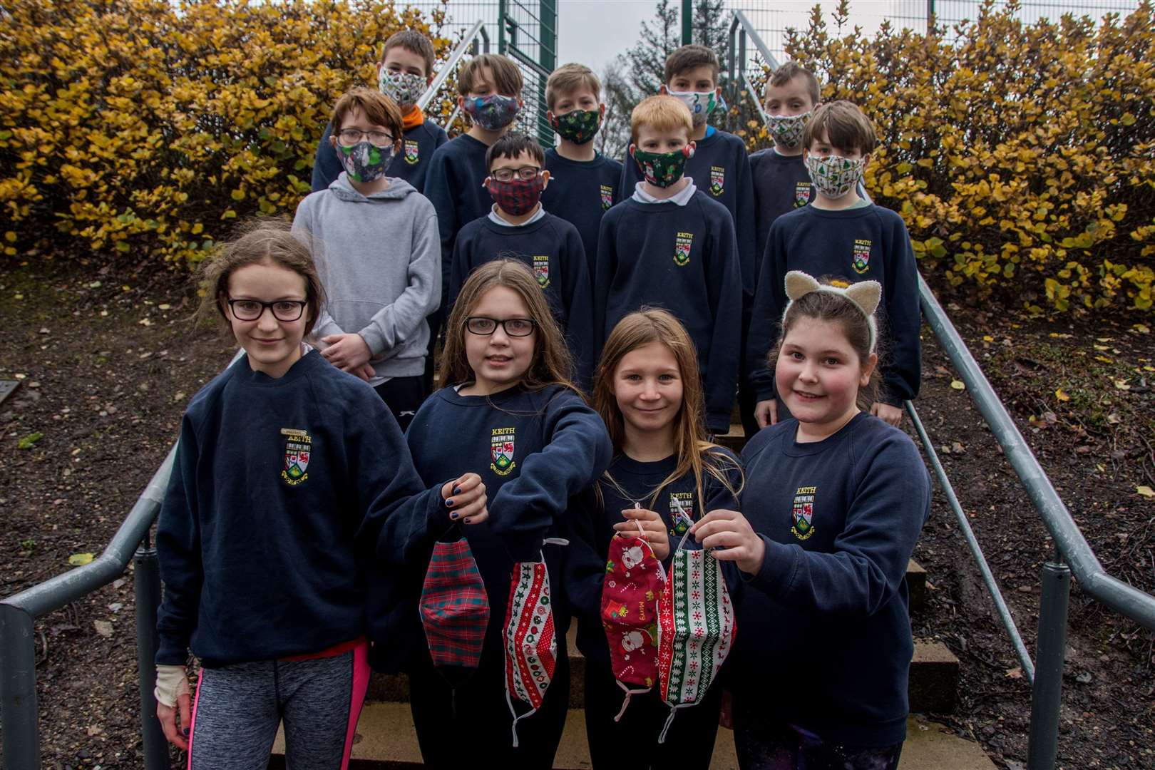 Keith's Primary School P7 pupils have made 200 masks - selling 190 and donating 10 - to raise funds for the school...Picture: Becky Saunderson..