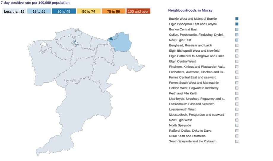 A breakdown of where the most recently-confirmed coronavirus cases in Moray are located.