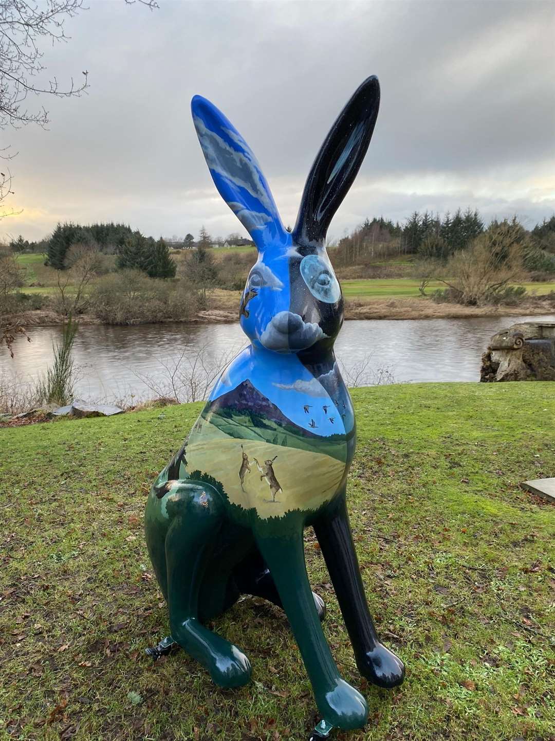 Bryan Angus painted the first hare sculpture that has been revealed.