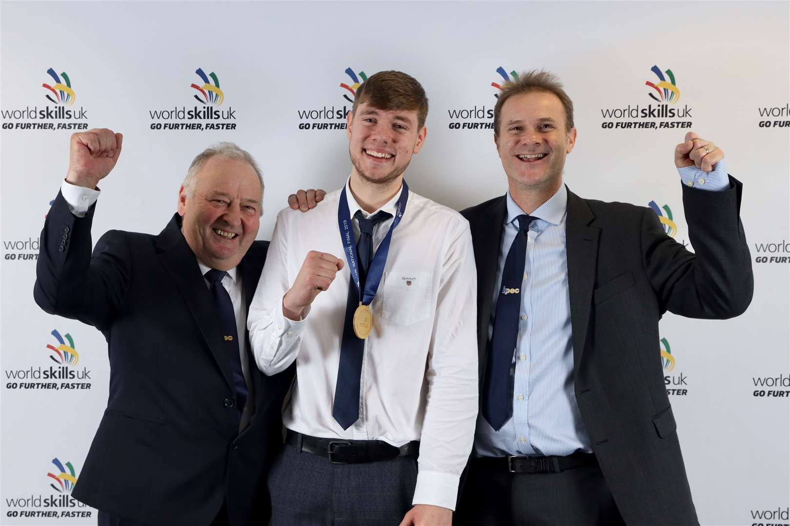 Connor Cruden with George Thomson and Neil Collishaw, the chairman and chief executive of BPEC, the vocational qualifications organisation.