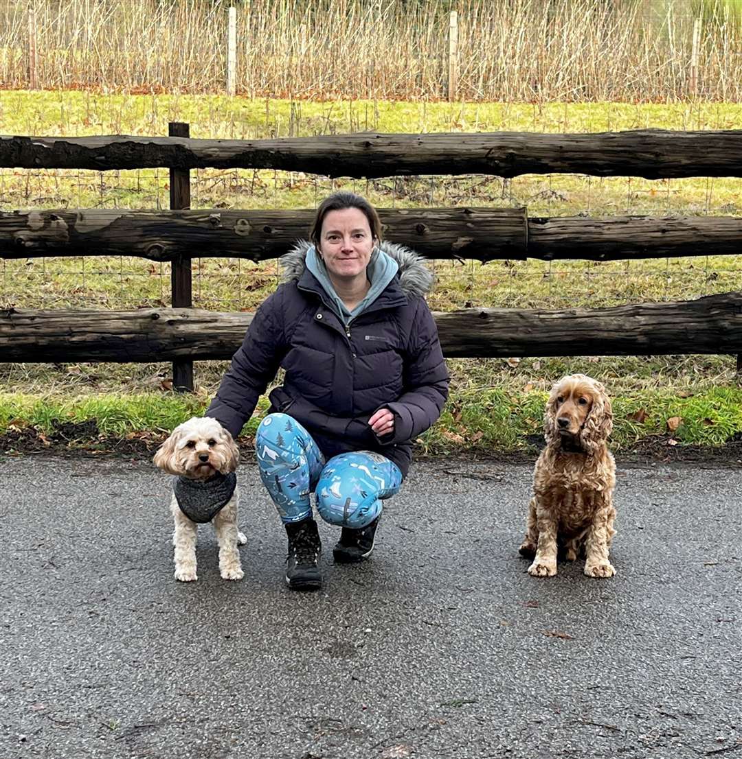 Catriona Gray (with Tilly and Arlo) who walks the Kiltwalk to raise money for Quarriers Young Carers Support Service in Aberdeenshire and who has helped her daughter in her caring role for her younger brother