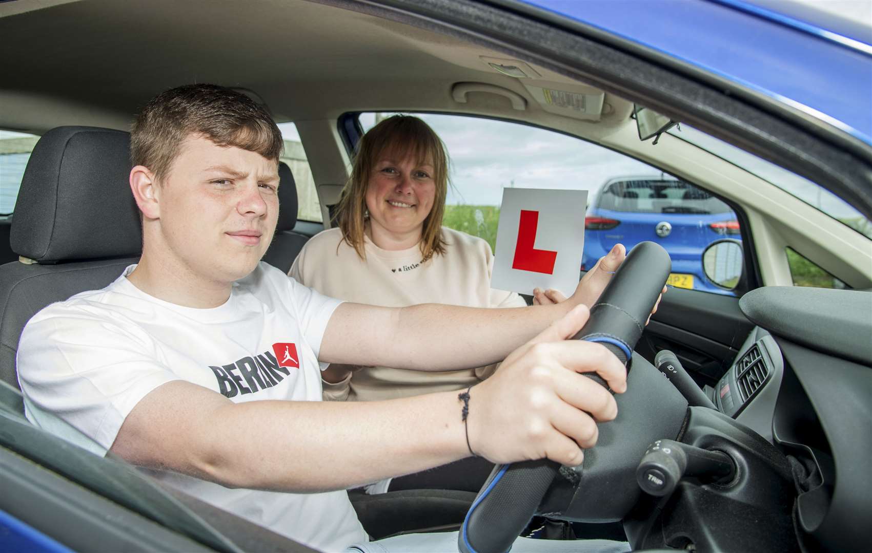 Bev Marchi and her son Richard had great difficulty booking Richard's driving test in Buckie. Picture: Becky Saunderson.