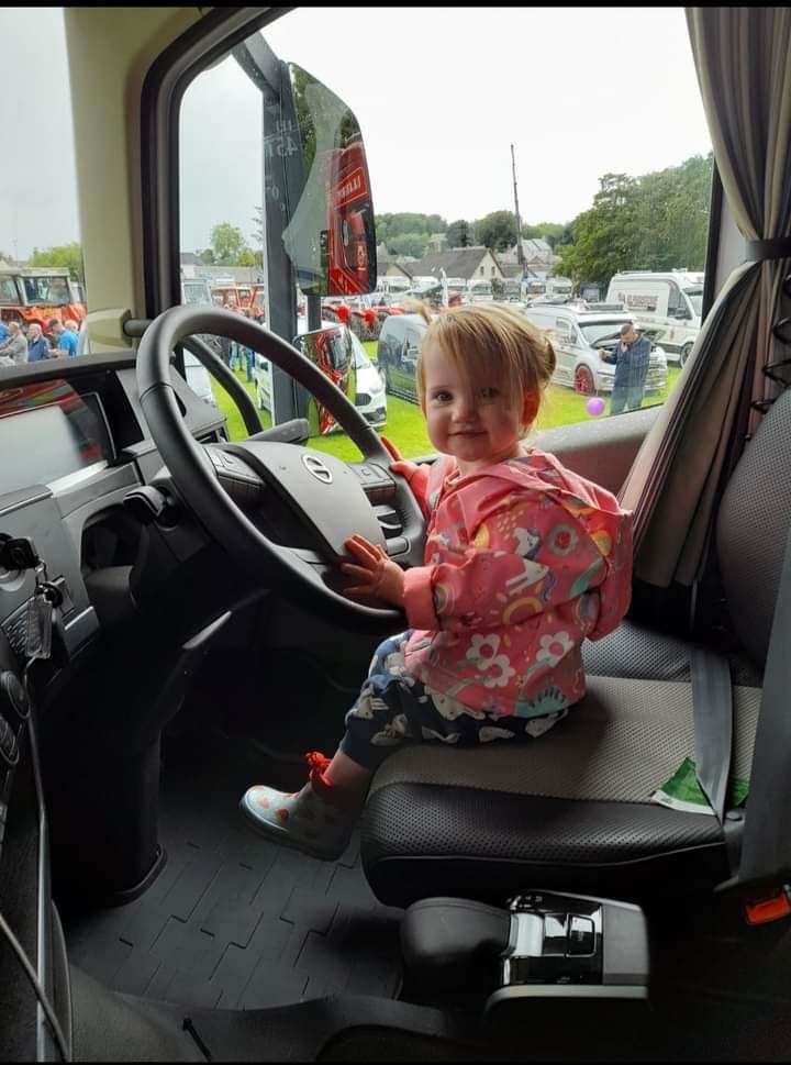 Rosie at the wheel of the truck that her grandfather Charley Lockhart will be driving around the North Coast 500 at the weekend.