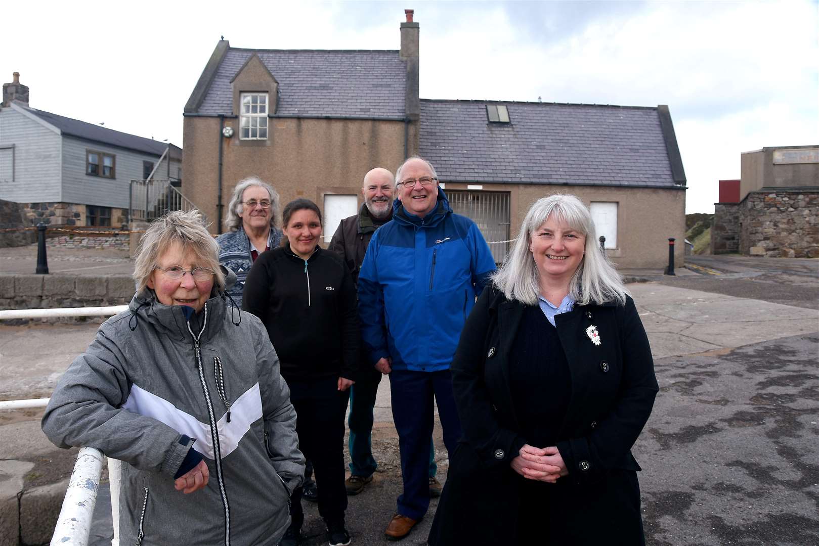 Looking forward to getting renovation work started on the former toilet block are (from left) Cullen Sea School members Rosie Pye, Bert Reid, Angela Hunter, Malcolm Watt, Prof Ashley Mowat and Melanie Newton Picture: Becky Saunderson