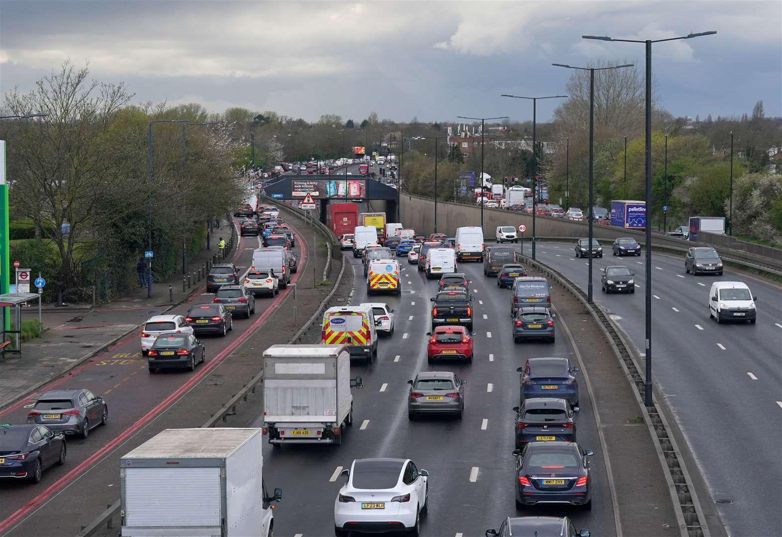 Traffic on the A40 near Perivale junction, as the getaway begins for the Easter weekend (Jonathan Brady/PA)