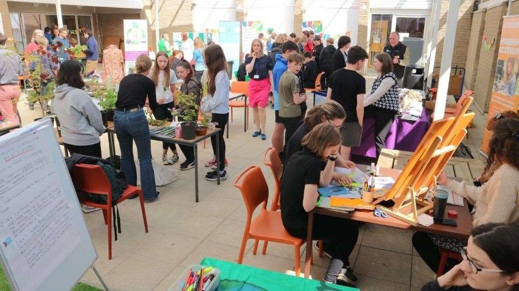 The sustainability fair, held in the John Swan Atrium, was well attended by pupils.