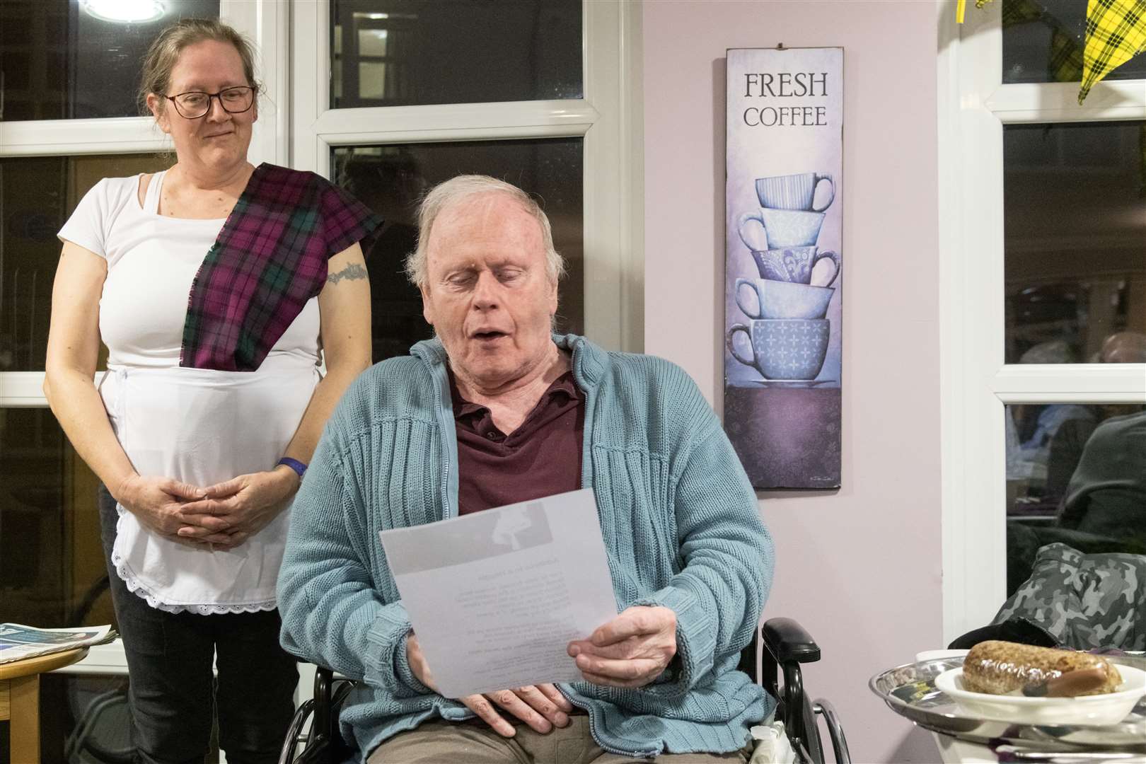Bill Duff addressing the Haggis...Balhousie Care Home Burns Supper in Huntly...Picture: Beth Taylor.